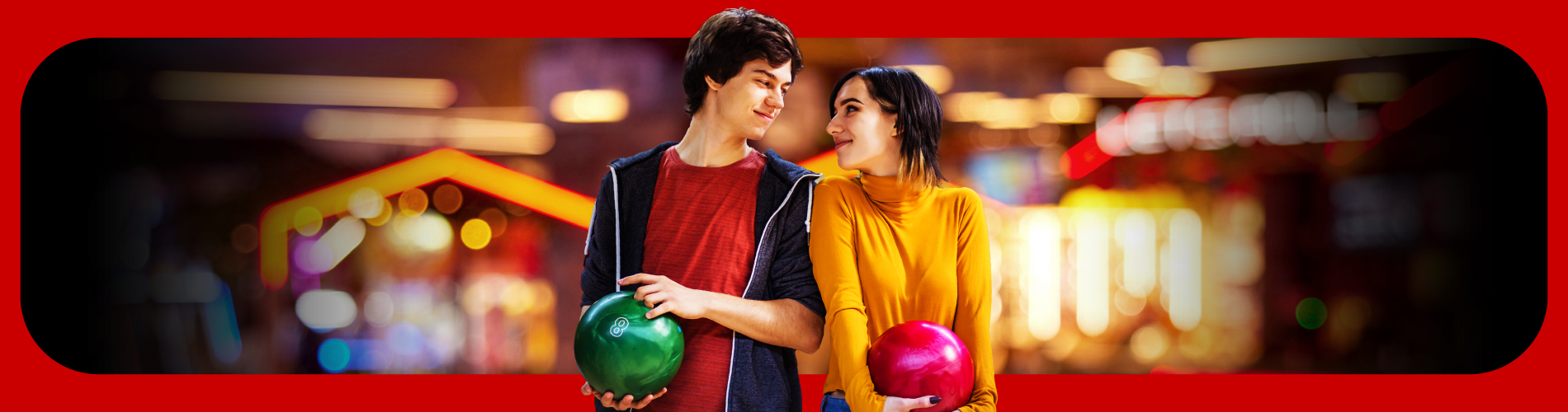 Couple bowling together on a date night at Zone Bowling